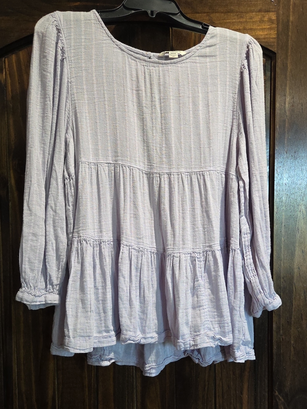 American Eagle Light Lavender Long-Sleeve Tiered Peasant Top - Women